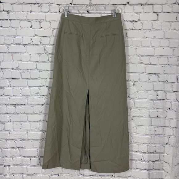 The Frankie Shop Maxi Skirt Olive Women S High Waisted Side Back Slits Pockets - Picture 9 of 16